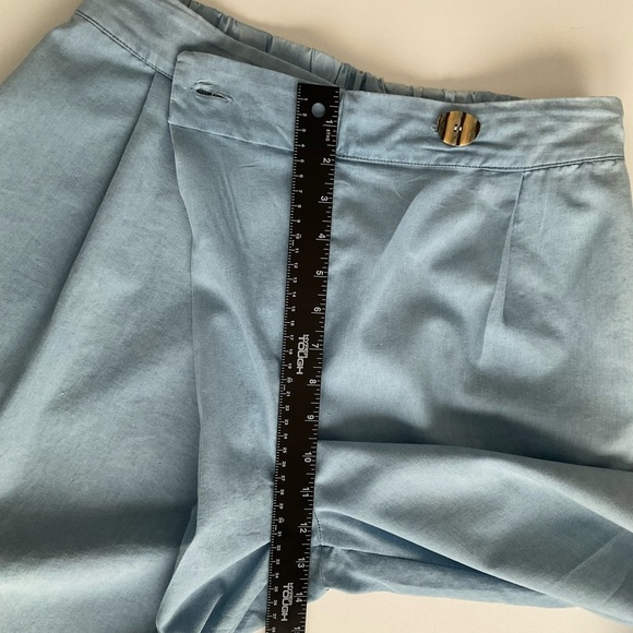 Biography Pants Sz L Blue Side Drape Slip Pockets Capris Boho Lagenlook Comfort - Picture 5 of 12